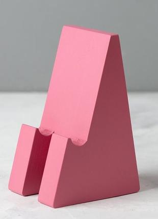 Дерев'яна підставка для телефону "яровиця" (рожева)4 фото