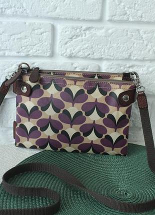 Сумка orla kiely. коттон непромокаемый+натуральная кожа.