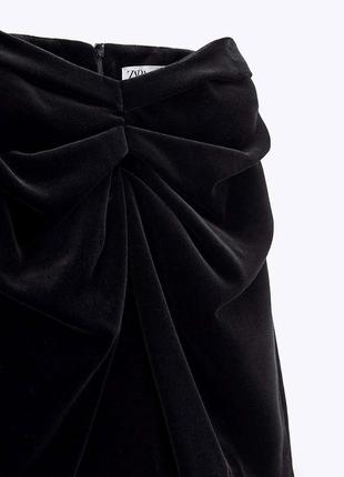 Новая черная велюровая юбка zara4 фото