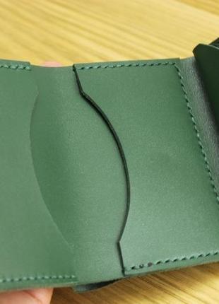 Маленький кожаный кошелек "mini"_green glossy3 фото