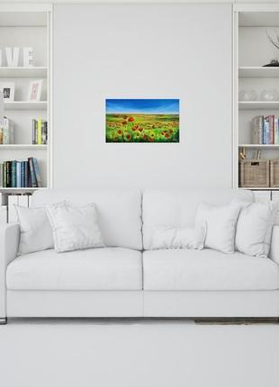 Картина олійними фарбами "маки" на полотні 30х50 см9 фото