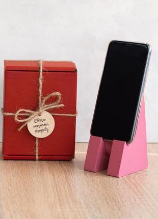 Підставка для телефону у подарунковій упаковці | "яровиця" (рожева)4 фото