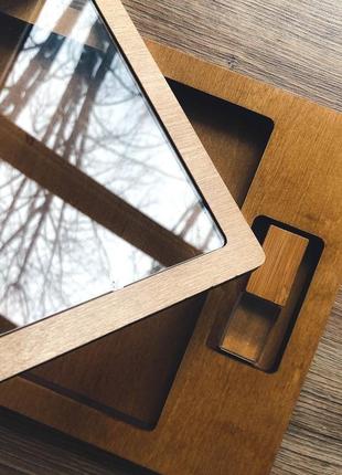 Прозрачная деревянная коробочка для фотографий 10х15 см