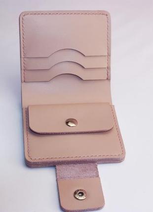 Шкіряний жіночий гаманець "classic"_ powder glossy2 фото