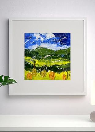 Карпаты абстрактные горы оригинальная маленькая картина масляными красками2 фото