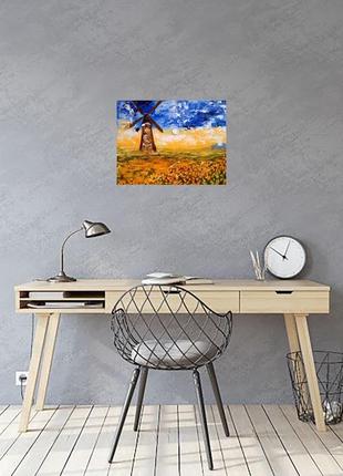 Мельница на поле солнышек оригинальная картина масляными красками импасто2 фото