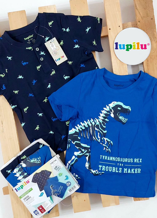 Футболки lupilu 2-3-4 года. 98/104 динозавр дино летняя классная футболка футболочка для мальчика набор комплект футболок george primark hm c&a