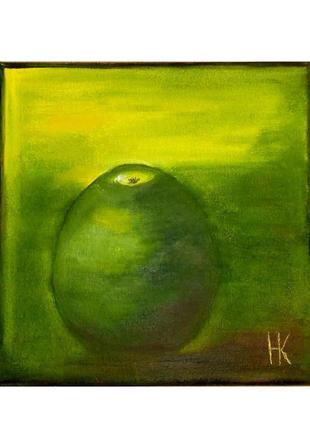Яблуко натюрморт оригінальна картина олійними фарбами1 фото