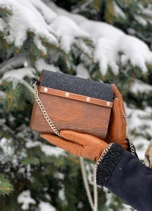 Дерев'яна сумочка, жіноча сумочка, женская деревянная сумка пасиландр dark9 фото