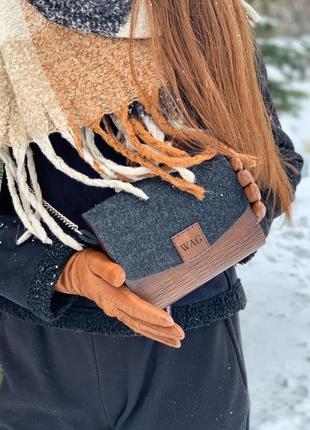 Дерев'яна сумочка, жіноча сумочка, женская деревянная сумка пасиландр dark10 фото