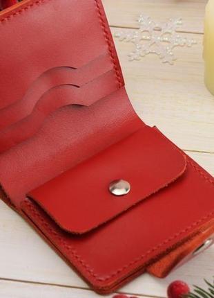 Шкіряний жіночий гаманець "classic"_red glossy3 фото