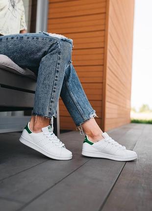 👟adidas stan smith (белые с зелёным)6 фото