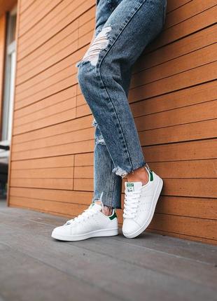 👟adidas stan smith (белые с зелёным)5 фото