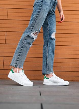 👟adidas stan smith (белые с зелёным)3 фото