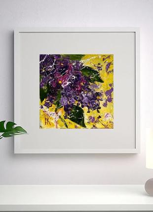Сирень оригинальная картина масляными красками 15 на 15 см4 фото