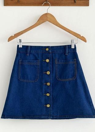Актуальная легкая юбка из джинса летняя юбка из денима денимовая юбка коттоновая юбка мини4 фото