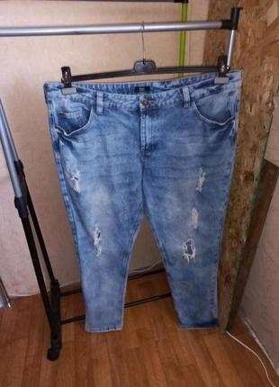 Стильні джинси з високою посадкою і розрізами 54-56 розмір2 фото