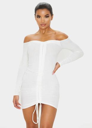 Новое белое платье с обнаженными плечами prettylittlething2 фото