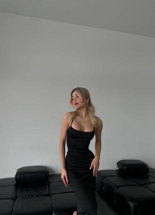 Чорне жіноче плаття із зав'язками💍