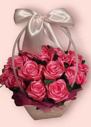 Букет из атласных роз, искусственные цветы1 фото