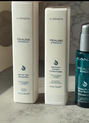 L'anza strength white tea shampoo укрепляющий восстанавливающий шампунь для роста , ломких волос1 фото