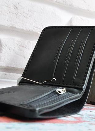 Шкіряне портмоне чорне simbios, гаманець шкіряний чорний3 фото