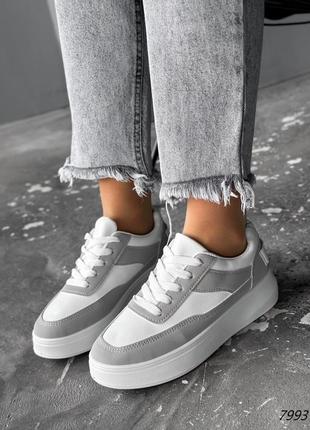 Базовые комбинированные кроссовки бело серые фото приваса10 фото