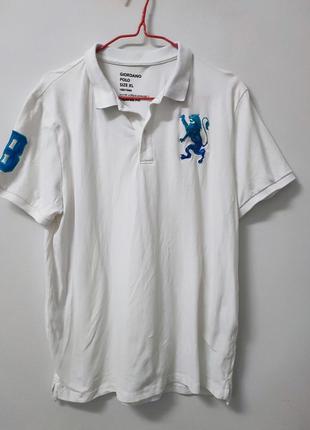 Футболка поло біла пряма широка giordano polo man, розмір xl1 фото