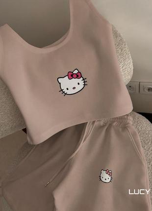 Распродажа! костюм женский молодежный двухнитка с мишкой и hello kitty7 фото