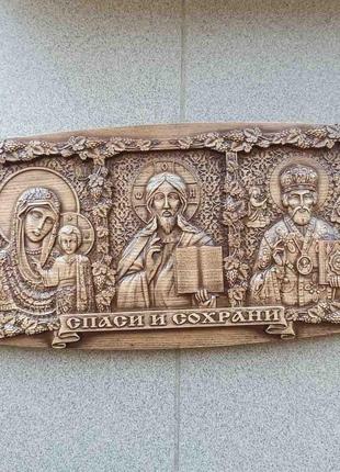 Икона: триптих богородица-исус-мыколай 4 (1510101)1 фото