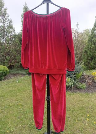 Красный домашний велюровый костюм4 фото