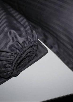 Постельное белье из турецкого страйп-сатина черный тм царский дом2 фото