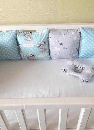Комплект бортиков в детскую кроватку с тедди2 фото