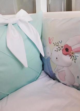Комплект в детскую кроватку для девочки "милые зверюшки"4 фото