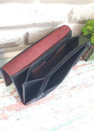 Шкіряний жіночий гаманець nairi (бордовий+чорний)3 фото