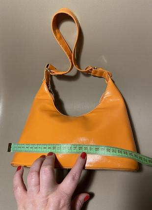 Маленькая сумка багет через плечо клатч оранжевая сумка6 фото