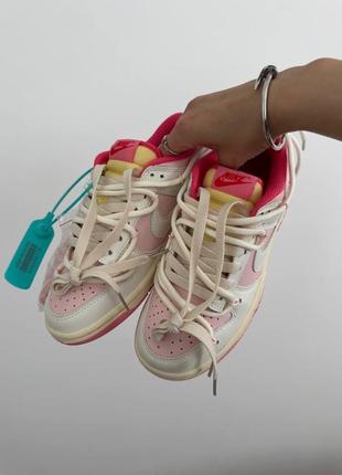 Nike sb dunk x off white “pink cream laces” premium7 фото