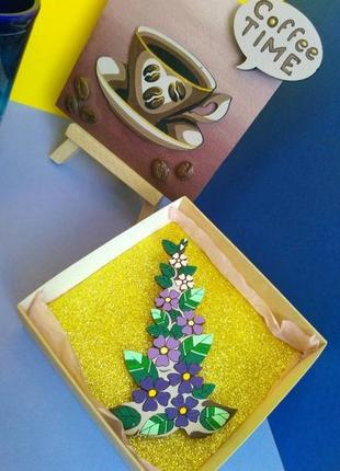 Подарочный набор на день рождения "coffe time" 3 ( кружка, брошка, картина-магнит)2 фото