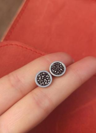 Сережки со вставкой кожи морского ската