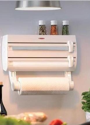 Кухонный тройной держатель triple paper dispenser 3 в 1 для бумажных полотенец пищевой пленки и фольги1 фото