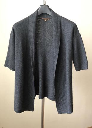 Кашемир шерсть 42-44-46 кардиган без застежки серый merino cashmere premium кофта темно серая