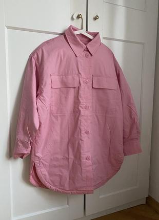 Оверсайз рожева довга куртка анорак - сорочка, mango zara дута вітровка, утеплена h&amp;m cos2 фото