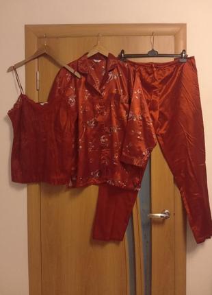 Классная тепленькая пижама, штаны, рубашка и майка, размер 14-162 фото