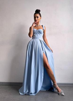 Вишукана сукня максі з корсетним верхом, довге плаття з розрізом, сукня на випускний з кор...