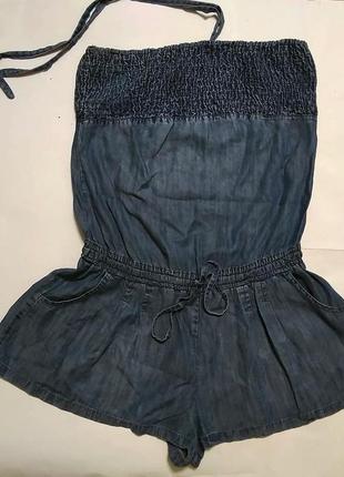 Стильний джинсовий літній комбінезон