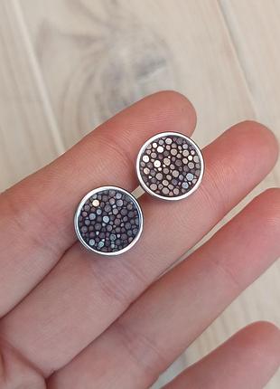 Сережки пусеты с кожей ската