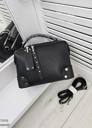 Жіноча стильна та якісна сумка з еко шкіри чорна8 фото