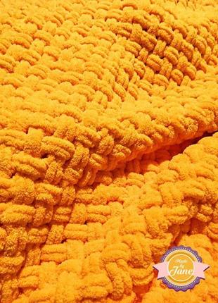 Сонячно - жовтий плед плетінка3 фото