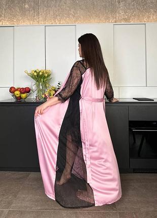 Халат со вставками гипюра длинный 46-60 р-р