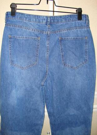 Стильные батальные джинсы высокая посадка рваные мом, прямые6 фото